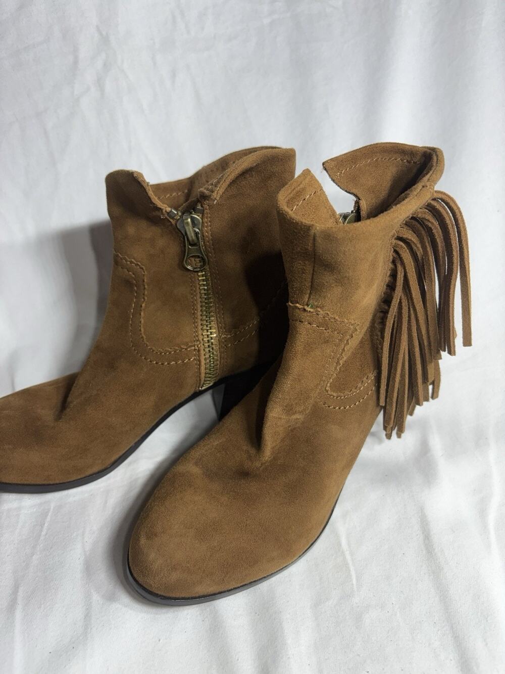 SAM EDELMAN LOUIE SUEDE BROWN LEATHER FRINGE ANKLE BOOT SIZE US 6M SEXY HOT